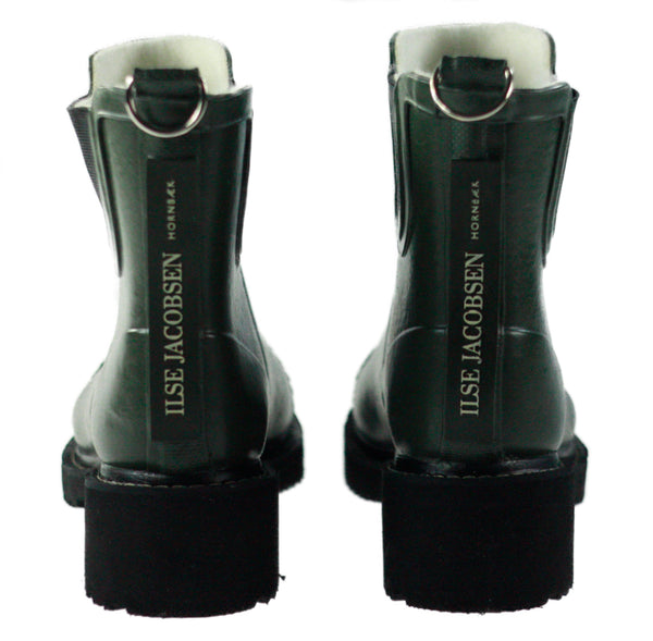 Ilse Jacobsen, Regenstiefel aus Naturgummi in Olive mit robuster, schwarzer Gummisohle