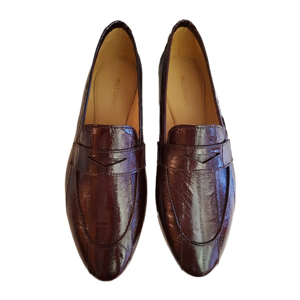 Milliways, schokobrauner Slipper aus Aalleder