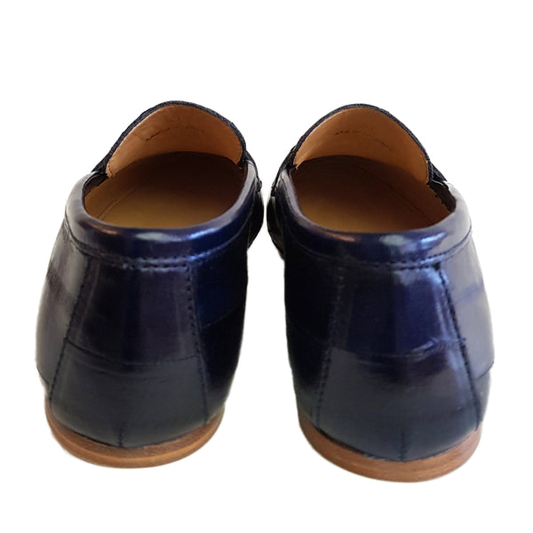 Milliways, dunkelblaue Slipper aus Aalleder