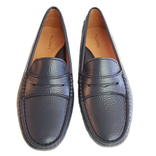 Milliways, dunkelblauer Loafer aus Hirschleder