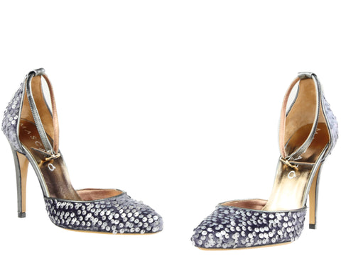 Mascaro, Highheel mit Pailetten in anthrazit/silbermetallic