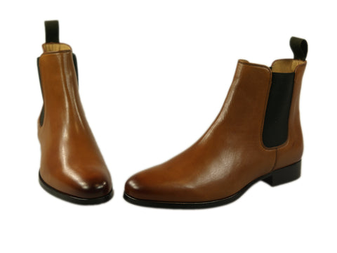 Schuhe & Handwerk, rahmengenähter Chelsea Boot in cognac