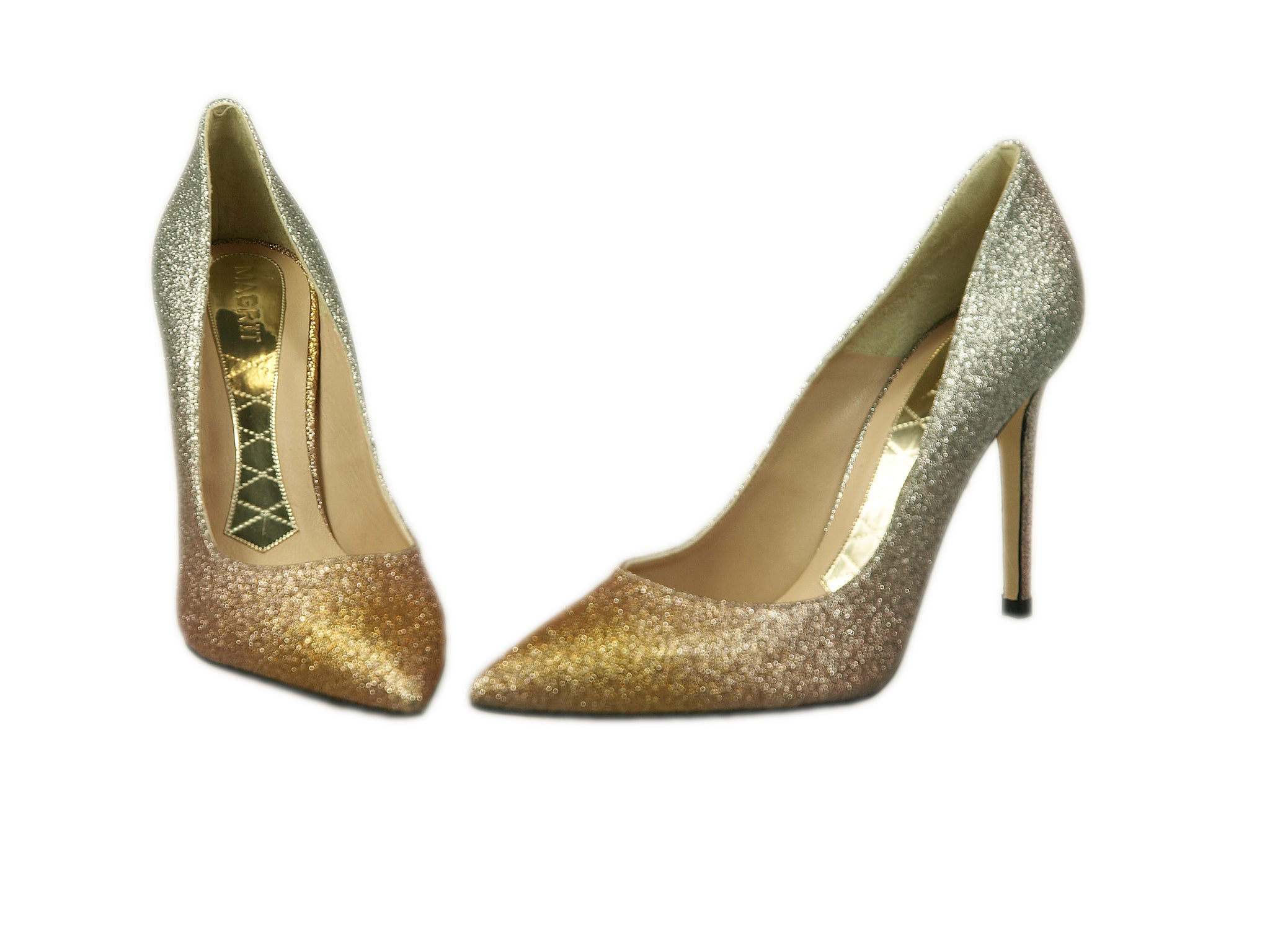 Magrit, Pumps im verlaufendem Silber-Gold-Glitzer