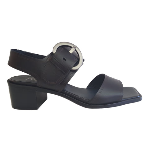 Pertini, schwarze Sandalette mit runder Statement-Schnalle