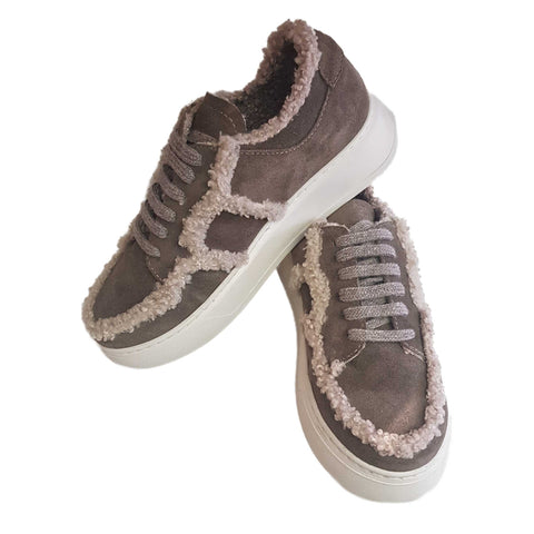 Weekend, gefütterter Schnürschuh in Taupe